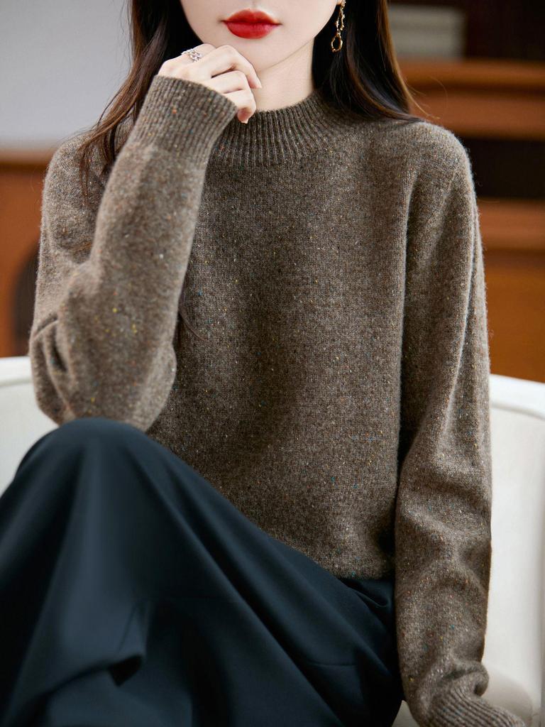 Seamless Thickened Speckle Wool Sweater: Autumn/Winter Fashion Half-High Neck