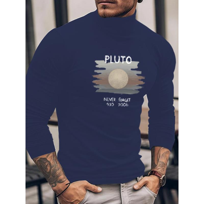 

Solid Color Polyester Men s Mock Neck Top, Wrinkle-Resistant & Ideal for Autumn XXL синій