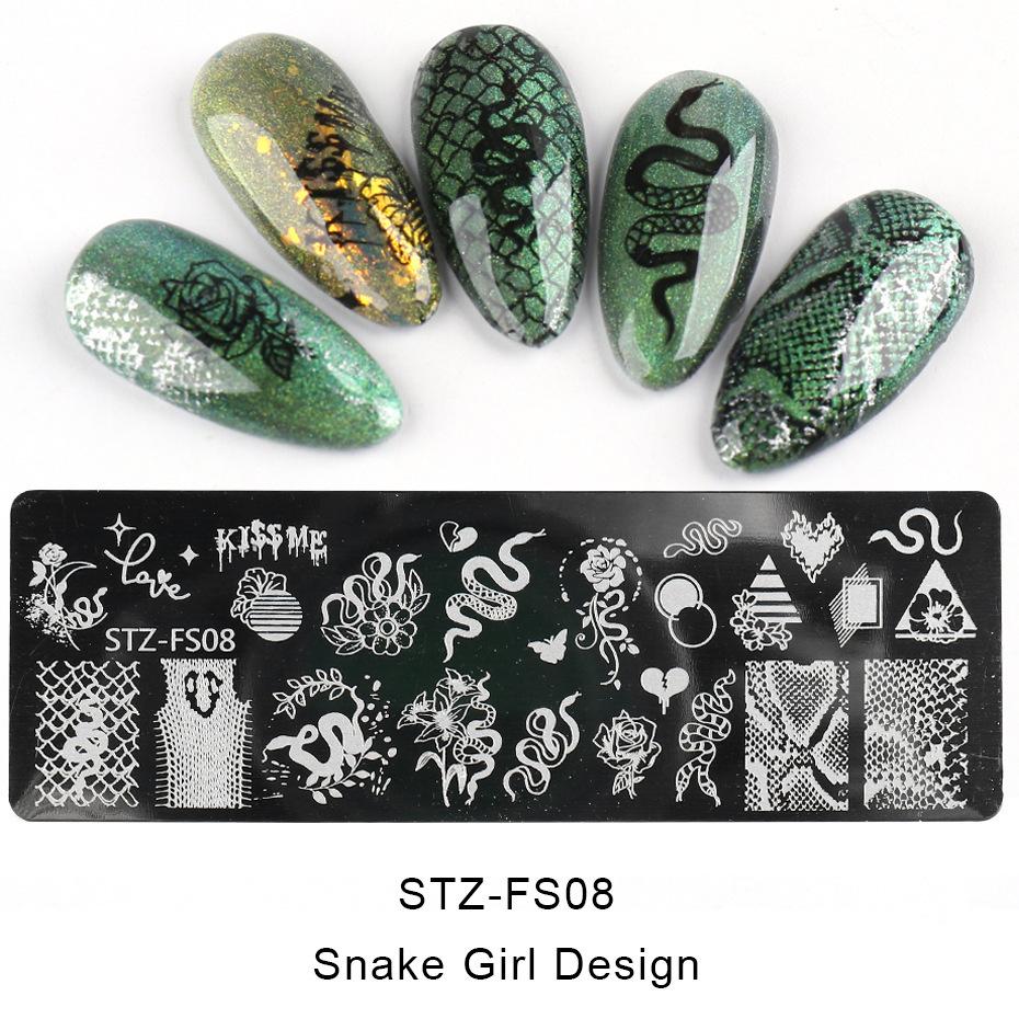1Pc Snake Nail Art Stamping Plates Wild Animal Prints Leopard Tiger Skins Nail Stencils Flower Lace Stamping Templates