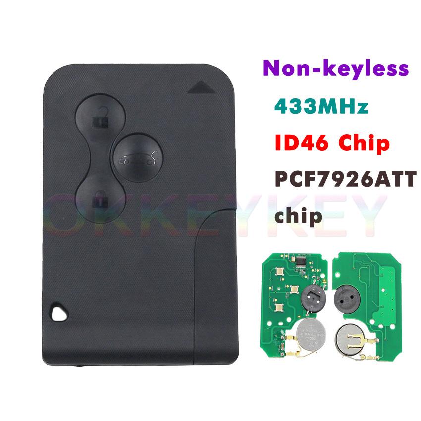 Ecusells Keyless Go/ Non-keyless 3B Remote Key for Renault Megane Scenic Smart Card 433Mhz ID46 PCF7947/ PCF7926AT /PCF7943 Chip