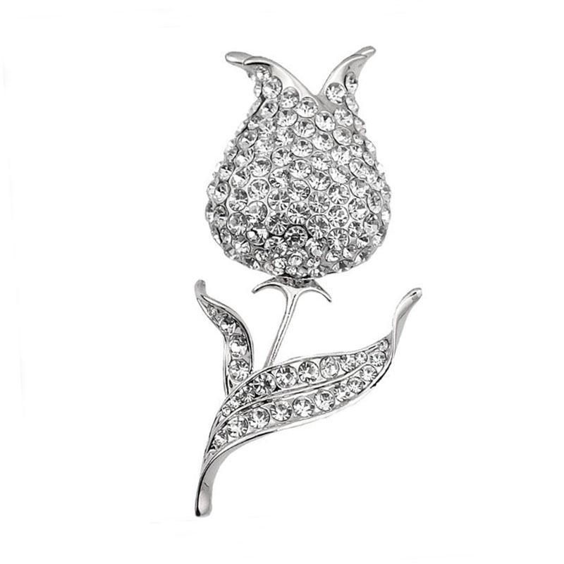 Elegant Korean Style Rhinestone Rose Brooch: Versatile High-End Fashion Accessory & Scarf Buckle