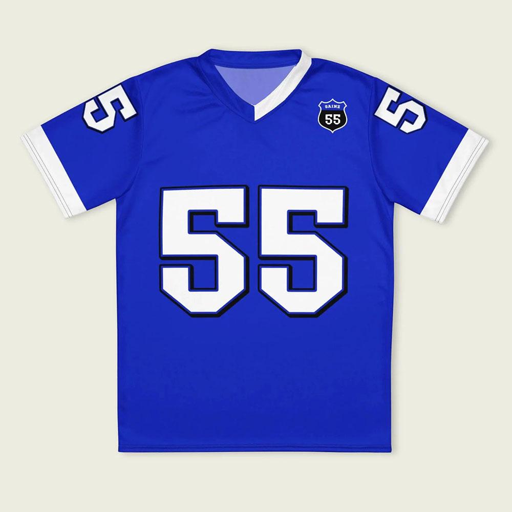Maglietta Unisex Casual a Scollo a V Larga Stampa 3D Manica Corta per Pilota Carlos Numero 55 Sainz Jr