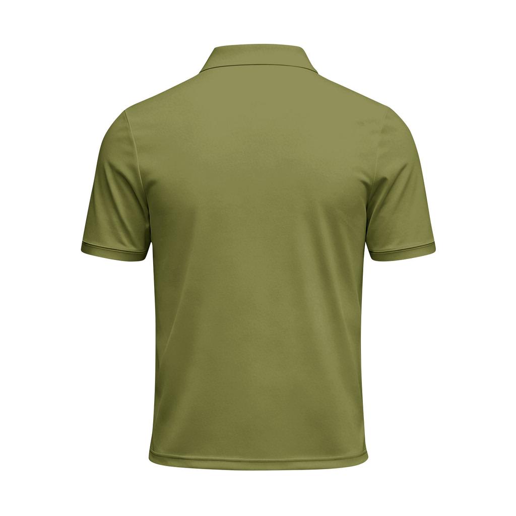 Men Short Sleeve Polo Shirt Classic Fit Button Down Collar Lightweight Breathable Knit Fabric for Business Casual Wear