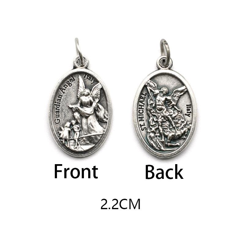 Breloques métalliques réversibles pour colliers, bracelets, accessoires de bricolage, grande médaille ovale de saint pour tout type de chaîne ou de collier, bijoux chrétiens