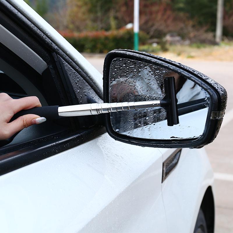 Telescopic Car Rearview Mirror Squeegee Brush for Windshield & Window Cleaning