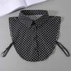 Polka Dots Shirt Detachable Collar Front Tie White Fake Collar Women Stand Detachable Collar Fake Vintage False Blouse Collar