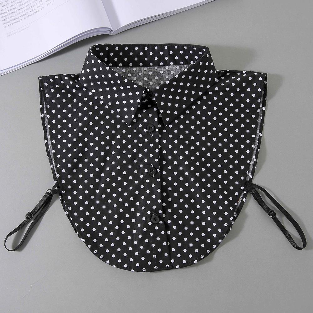 Polka Dots Shirt Detachable Collar Front Tie White Fake Collar Women Stand Detachable Collar Fake Vintage False Blouse Collar
