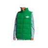 Adidas Originals FW22 Velvet Vest Solid Logo Print Zipper Down Vest Women Vests Green IB2029