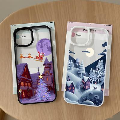 Frohe Weihnachten Baum Schneeszene Handyhülle für iPhone 14 13 12 Mini 11 Pro Max 16 15 Pro Max XS XR X 17 8 plus Stoßfeste Hülle