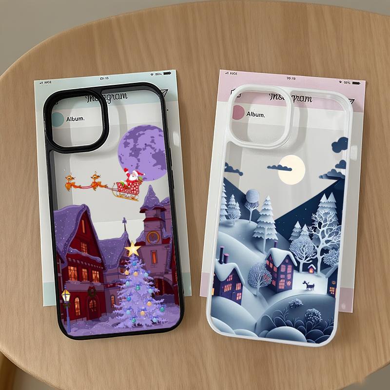 Merry Christmas Tree Snow Scene Phone Case for iPhone 14 13 12 Mini 11 Pro Max 16 15 Pro Max XS XR X 17 8 plus Shockproof Cover