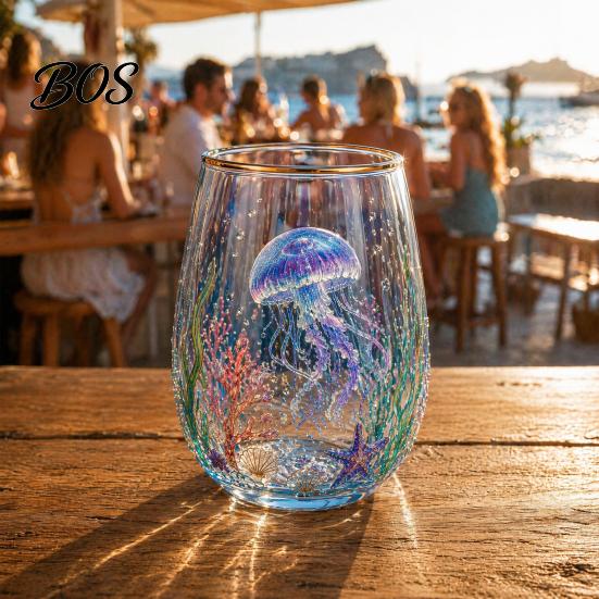 Vogel und Blume Teetasse Meeresschildkröte Glasbecher, Ozean-Thema Trinkbecher, Borosilikat Kaffee Saft Wein für Saft, Strandgeschenk Naturfreunde