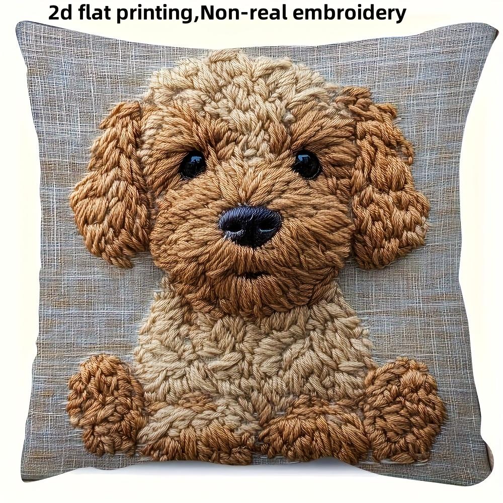 VIKAMA Housse de Coussin Caniche Marron Contemporain Housse de Coussin Carré pour Chambre à Coucher Canapé Housse de Coussin pour Chaise de Salon Impression Décoration de Maison 40x40cm