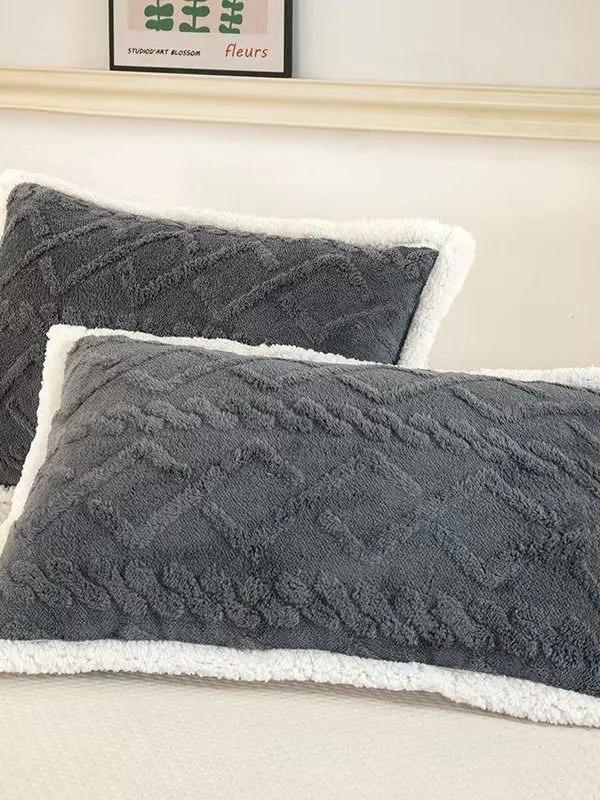 Pillowcase 50x70 cm 2 pcs cotton, velvet, black and grey, white