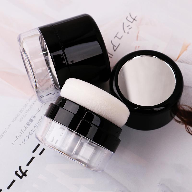 Portable Loose Powder Box With Mirror Travel Powder Case With Mushroom Sponge Puff Cosmetic Case Blusher Powder Jar Container