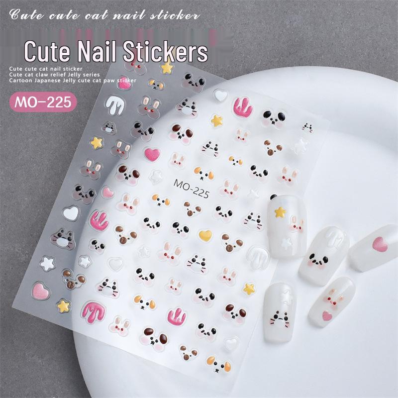 Horký prodej 3D japonské růžové zvířecí a kočičí tlapky ražené samolepky na nehty