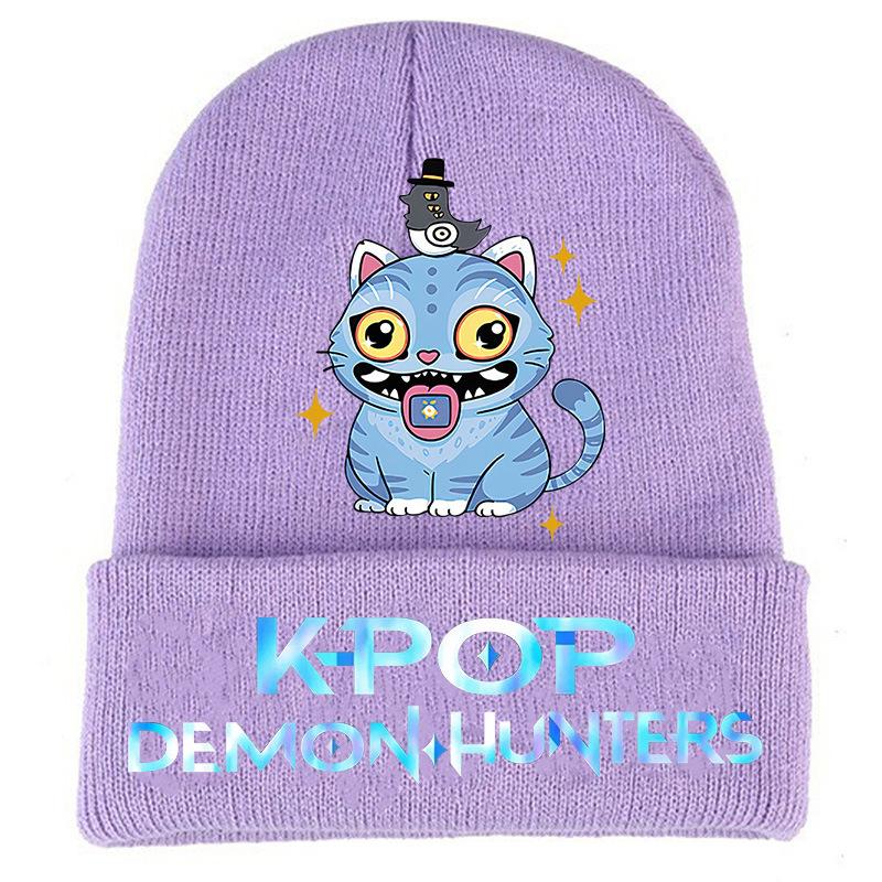 K Pop Dämonenjäger Cartoon Buchstaben Print Strickmützen Herbst Winter Erwachsene Outdoor Warme Mütze