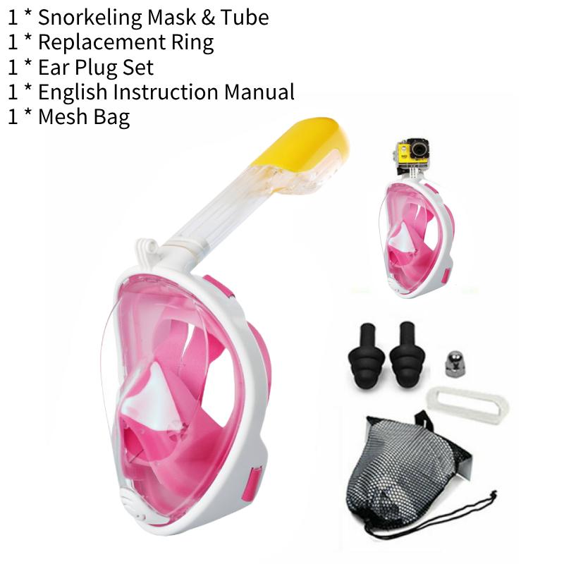 Snorkel Helmaskesett Dykking Scuba Briller Svømming Barn Voksne Tåke Anti
