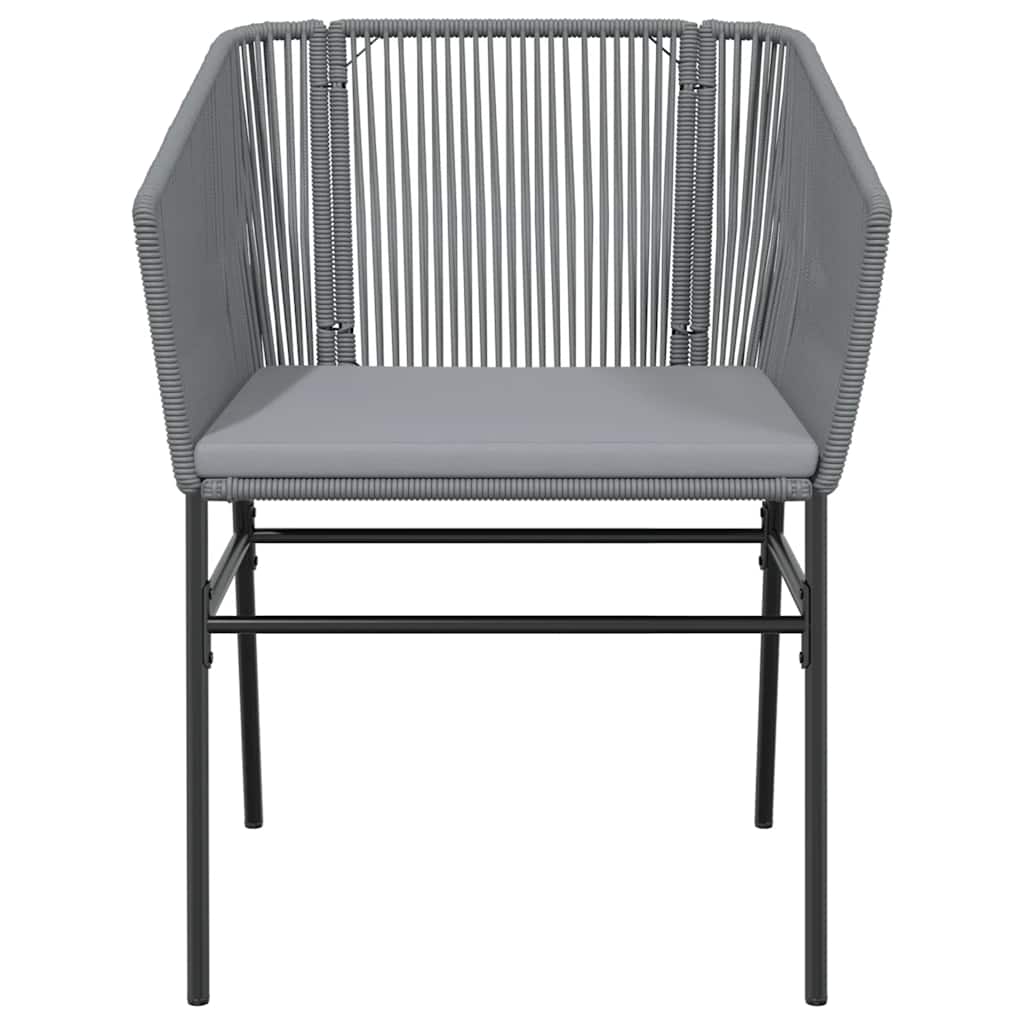 5 Piece Outdoor Dining Set with Cushions Grey Poly Rattan Glass Table