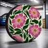 Pink Floral Tire Cover Outdoor SUV Spare Wheel Protector Durable Polyester