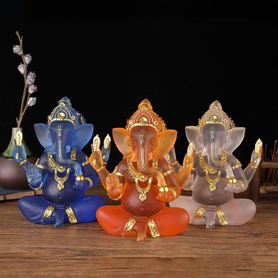 Statua Fatta a Mano in Resina del Signore Ganesha Statuetta Dio Elefante Ganpati per Altare di Casa Decorazione Indù Regalo di Prosperità