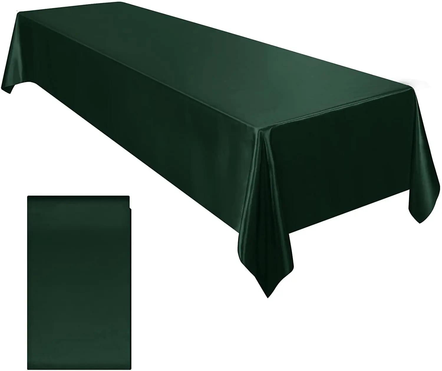 Groene Satijnen Tafelkleed Rechthoekig Bruiloft Feest Tafelhoes Effen Kleur Bruiloft Banket Restaurant Festival Feest Eetkamer Decor 145x180cm