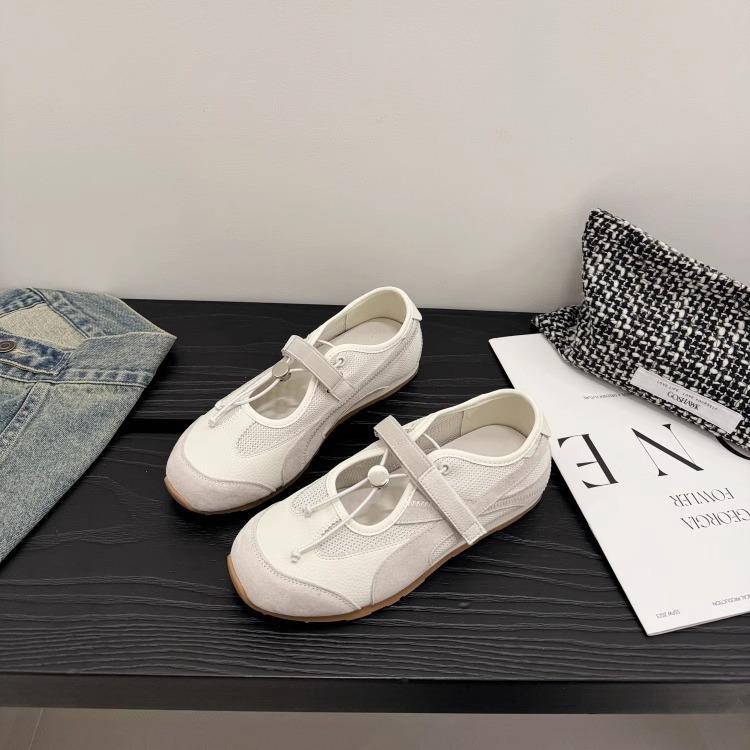 One word with shallow mouth single shoes women's 2025 summer new mesh casual shoes ins wind Mary Jane mesh shoes young women