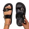 Fashion Ladies Shoes 2025 Brand Belt Buckle Women's Slippers Fashion Outdoor Best Seller Summer Open Toe Plus Size Flat Slippers Zapatos