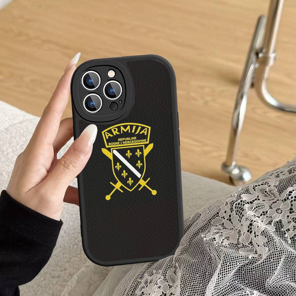 Bośnia i Hercegowina Skórzane Etui na Telefon Dla IPhone 16 15 14 17 Pro Max 11 12 Mini Plus Miękka Obudowa