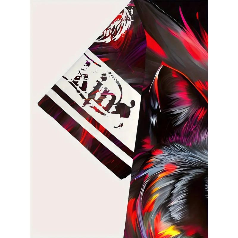 Men's 3D Printed T-shirt Casual Round Neck Lightweight Summer Trend Fashionable Versatile Lion Patterned T-shirt