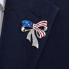 Decorative Patriotic Pin Independence Day Bow Brooch Pin, Rhinestone Lapel Sweater Long-lasting Alloy Cardigan Coat Suit Jewelry Accessory,