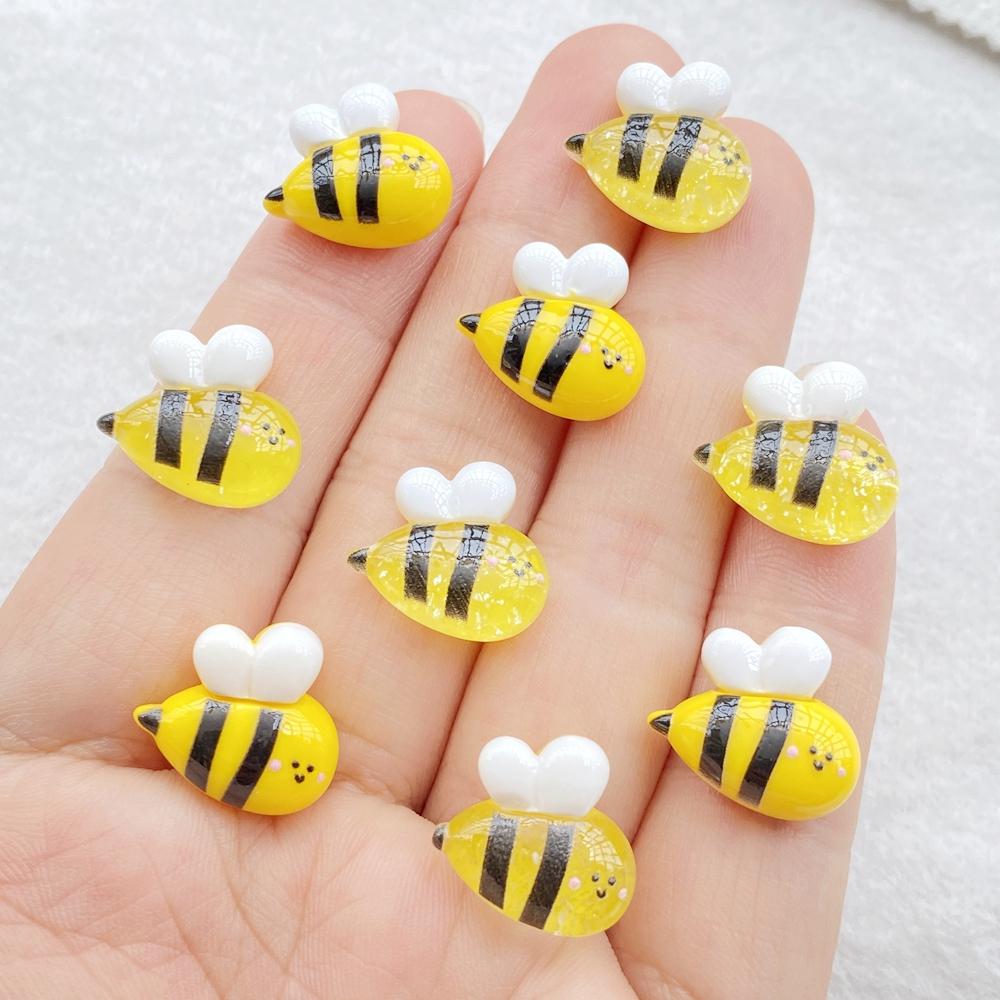 

10Pcs New Cute Resin Cartoon Yellow Bee Flat Back Scrapbooking DIY Jewelry Craft Decoration Accessories