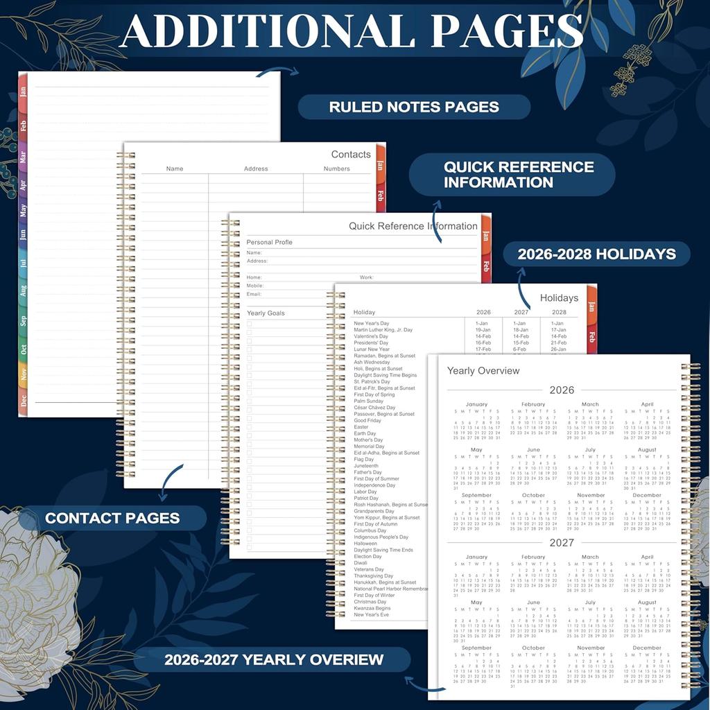 2026 Planner - 2026 Planner Weekly and Monthly, 2026 Calendar Planner, Jan 2026 - Dec 2026, 8.5" x 11", Monthly Tabs, Twin-Wire Binding, Holidays,