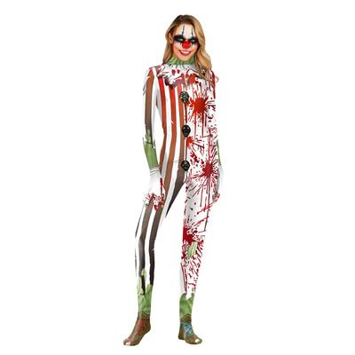 Halloween Straßenaufführung Einteiler Clown Graffiti blutiges Muster eng anliegend Herren- und Damen-Einteiler