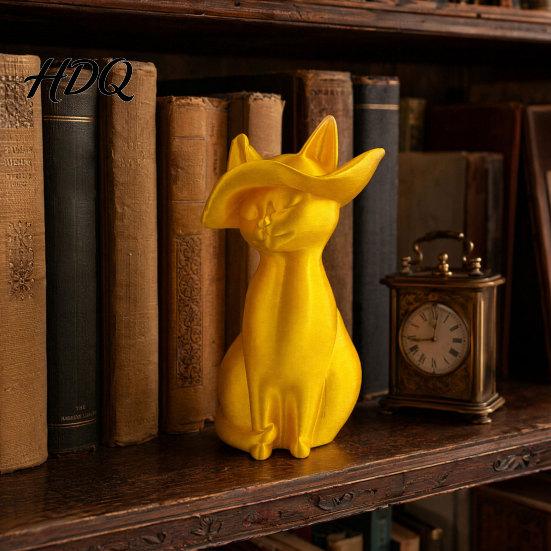 Durable Cat Decoration 3D Printed Figurine Minimalist Modern Elegant Sculpture Retro Style