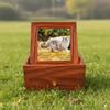 Wooden Pet Ashes Storage Box with Photo Frame Square Dog Ashes Container Dustproof with Drawers Pet Commemorative Urn
