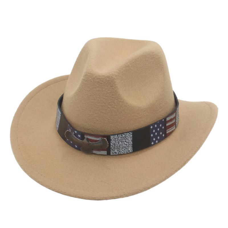Star Stripe Accessories Top Hat Western Cowboy Hat Bull Head Accessories Felt Hat National Style Freedom Eagle Felt Hat