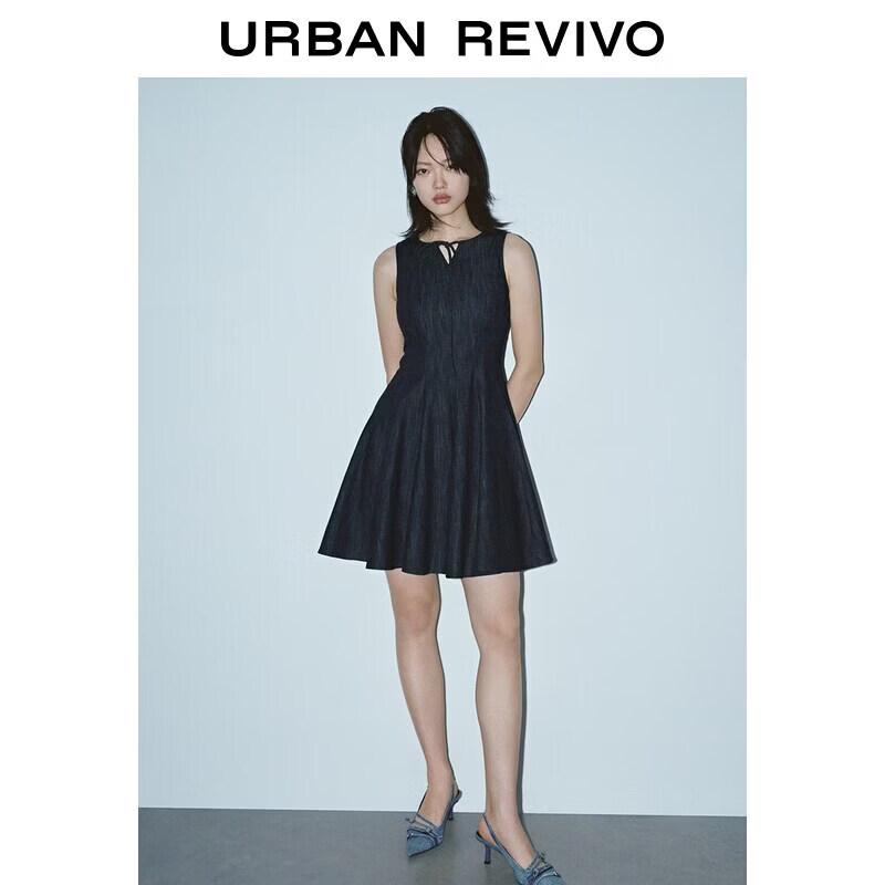 UR2026 Women s Casual Sleeveless V-Neck Denim Dress S