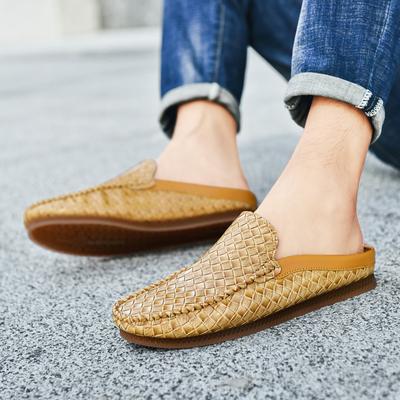 Leder Mules Herren Sandalen Semi-Drag Freizeitschuhe Sommer Herren Slides Zum Hineinschlüpfen Ohne Fersen Loafer Pantoffeln Halbschuhe Für Herren 2026