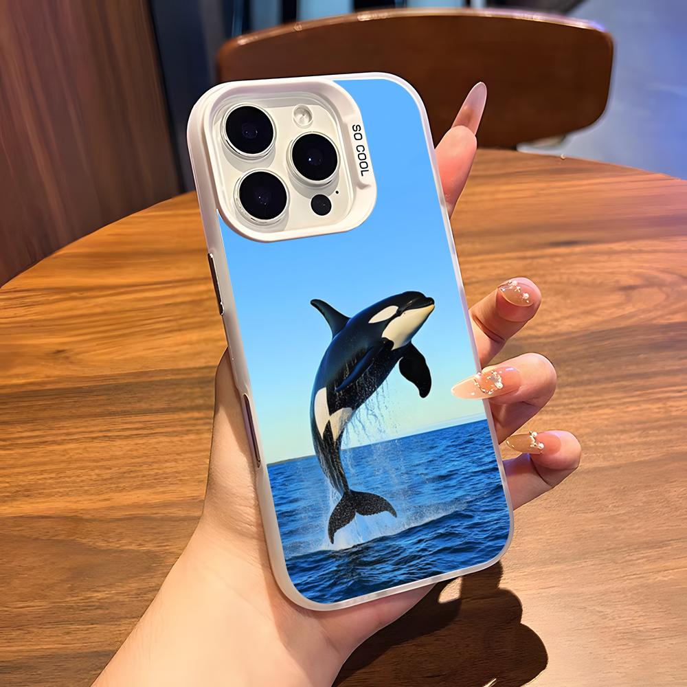 O-Orcas W-Whale Phone Case For IPhone 17 Air 16 15 14 Plus 13 12 11 Pro 7 8 XS Max XR Silver White Bumper Case