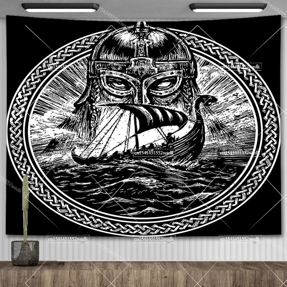 Viking Raven Tapestry Wall Hanging Hippie Vikings Norse Tapestrys Tarot Witchcraft Aesthetic Room Decoration Tapiz Home Decor
