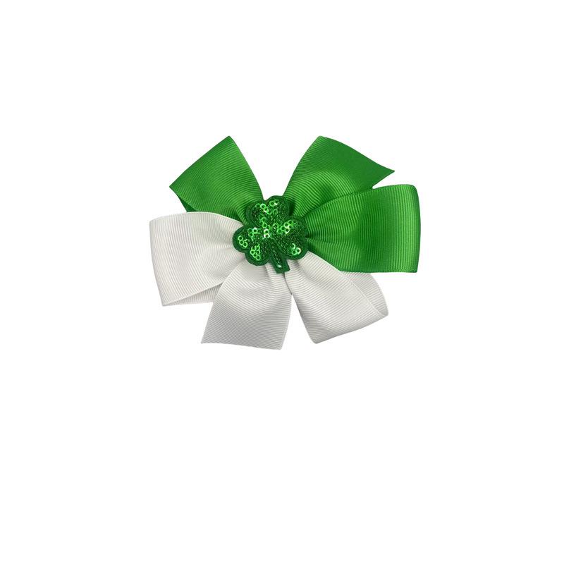 European Saint Patrick's Day Shamrock Bow Hair Clip for Girls