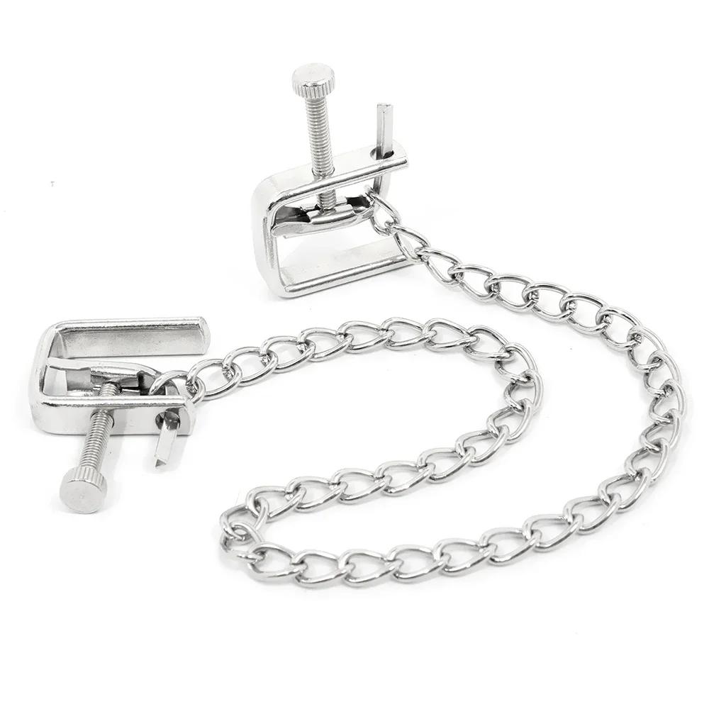 Adjustable Metal Chain Nipple Clamps  Extreme Fetish Slave Nipple Clip Sex Goods For Adult Sex Games Tools Erotic Products