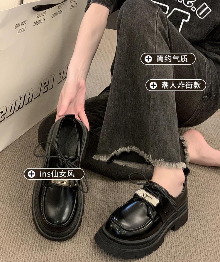 British Style Small Leather Shoes Women's 2025 Spring and Autumn New Black Retro Round Head Fashion Loafers Platform Muffin Single Shoes