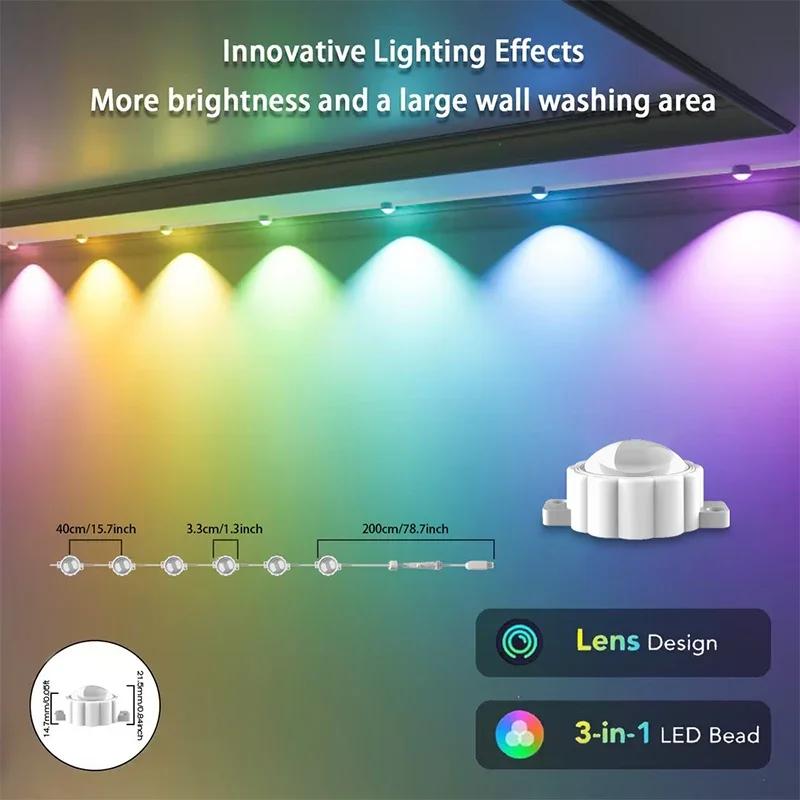 Smart RGBIC Eaves LED Strings Permanent Outdoor Lights Bluetooth Light DIY Waterproof Music Sync for Party Christmas Holiday
