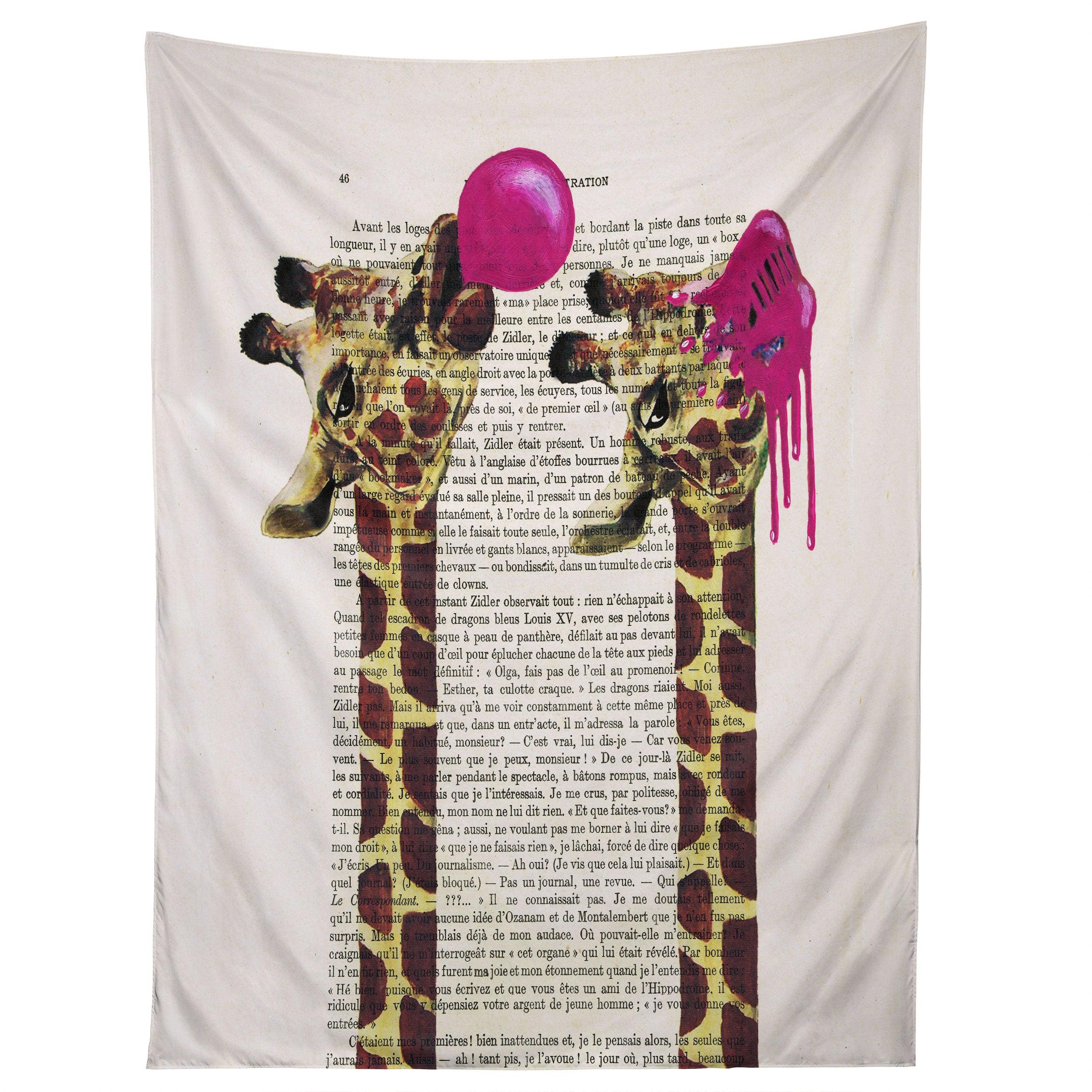 GIRAFFES WITH BUBBLEGUM tapestry 75x100