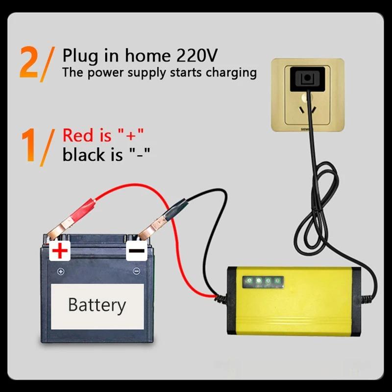 Chargeur de Batterie 12V 2A Chargeur de Batterie Voiture Moto Affichage LED Protection Multiple Réglage Courant Tension Réparation Pulsée