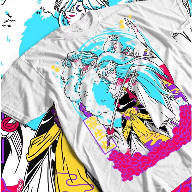 

Trend Summer 2025 Cosplay Unisex Inuyasha Sesshomaru T-shirt Red Moon Inu Yasha Kawaii Girls Gift Shirt All Sizes Men Clothing S