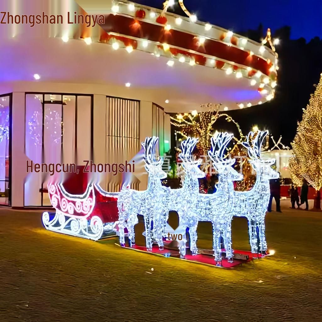 LED Christmas Deer and Cart Outdoor Decorative Lights
