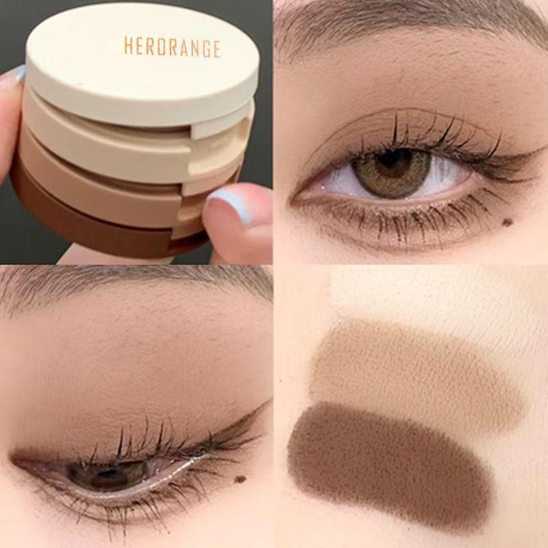 Breeze Drei-Farben Mattes Lidschatten: Erdige Milchtee & Perlmutt Schimmer Highlight Palette.