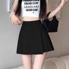 Spring 2025 Women's High-Waisted A-Line Culottes Skirt - Irregular Hem, Faux Two-Piece Midi Shorts Skirt